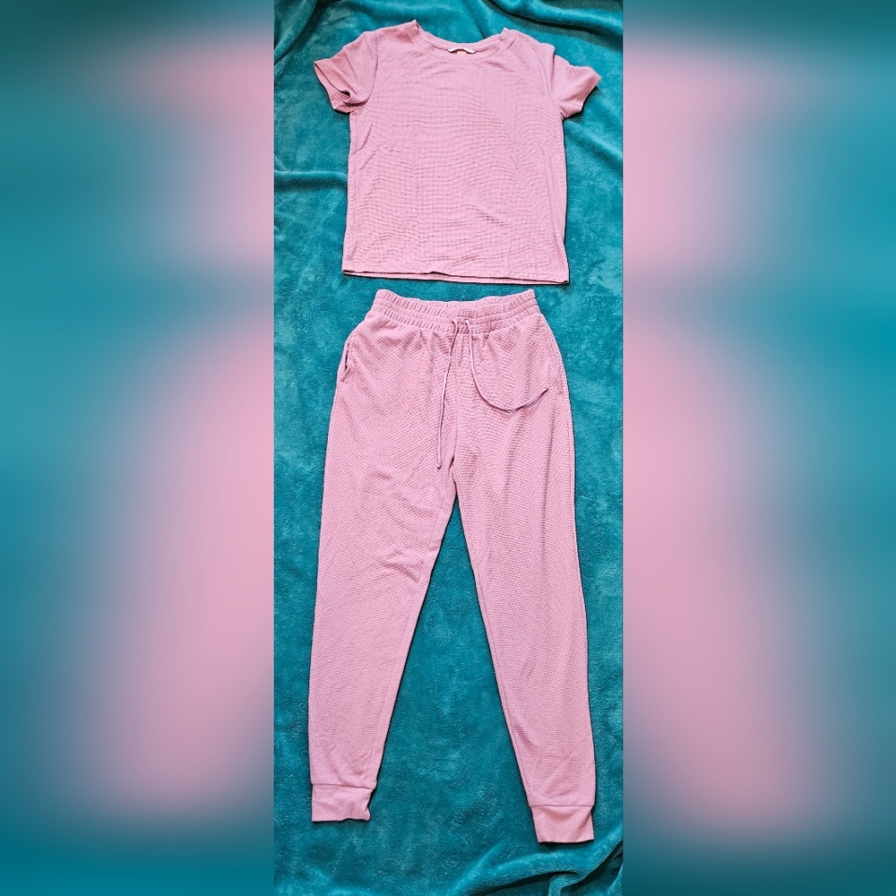 Soft Pink Lounge Pants with Drawstring